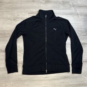 Puma Women's Black‎ Track Jacket Pullover Full Zip Up Sleeve Logo Size Medium